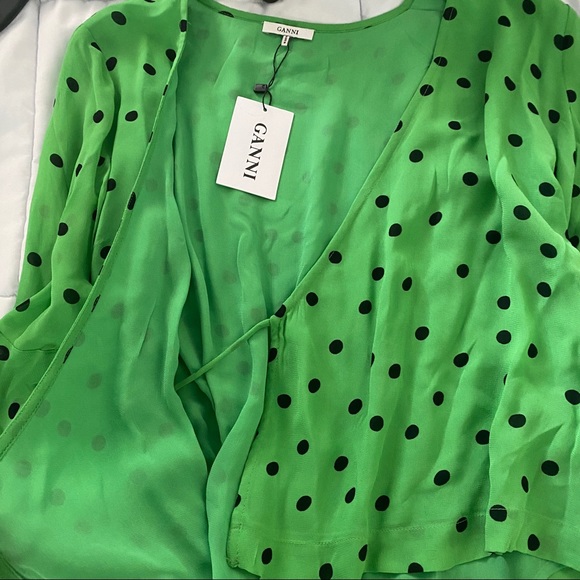 Ganni printed georgette wrap top - Picture 14 of 16